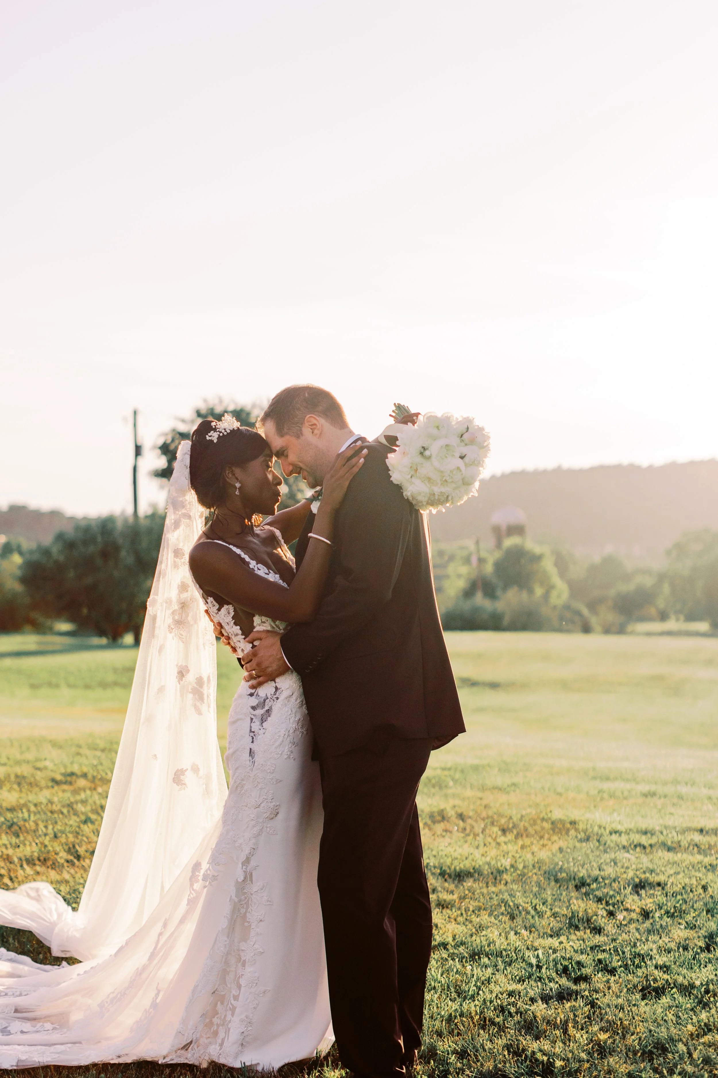 Golden hour across the manor lawns at a Virginia estate celebration
